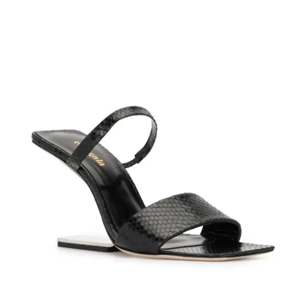 Cult Gaia BLACK Rene Cut-Out Heel Sandals, x Revolve, New, Size 37